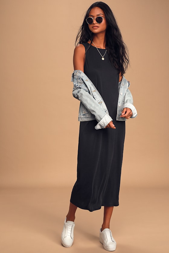 Across The Waters Black Sleeveless Maxi Dress 1