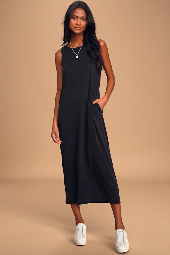 Across The Waters Black Sleeveless Maxi Dress 3