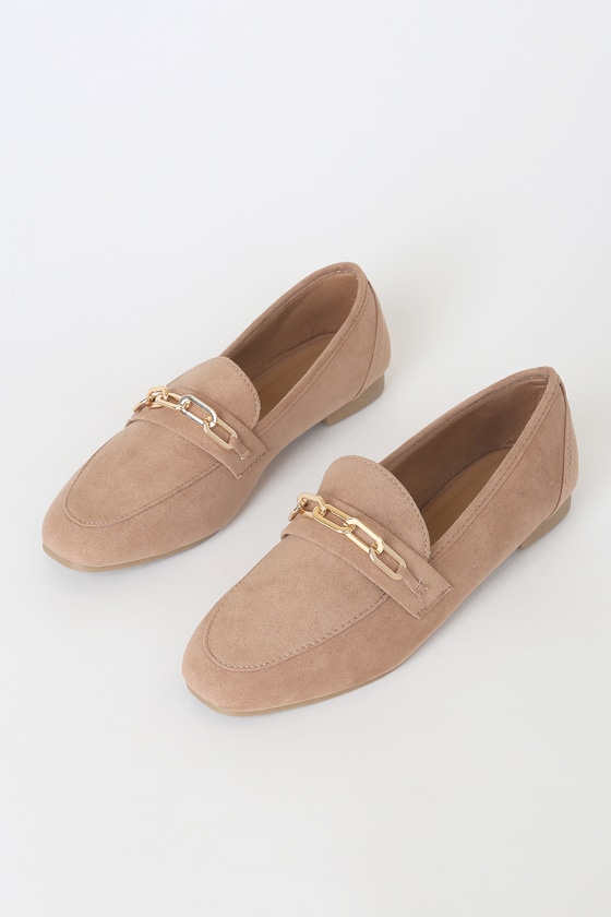 Cute Camel Suede Loafers - Vegan Suede Loafers - Flat Loafers - Lulus