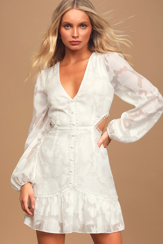 White Lace Dress - Button-Front Dress - Cutout Mini Dress - Lulus
