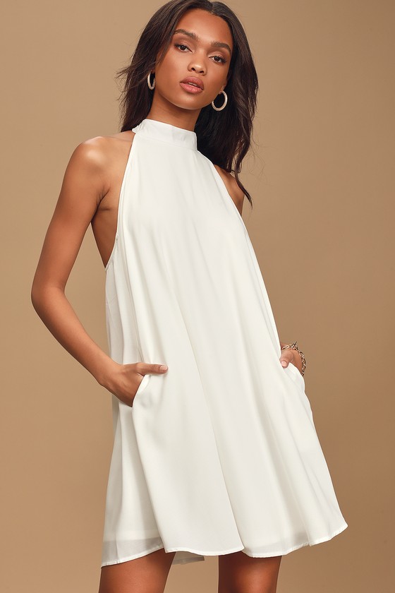 Chic White Dress - Halter Swing Dress - LWD - Dress - Lulus