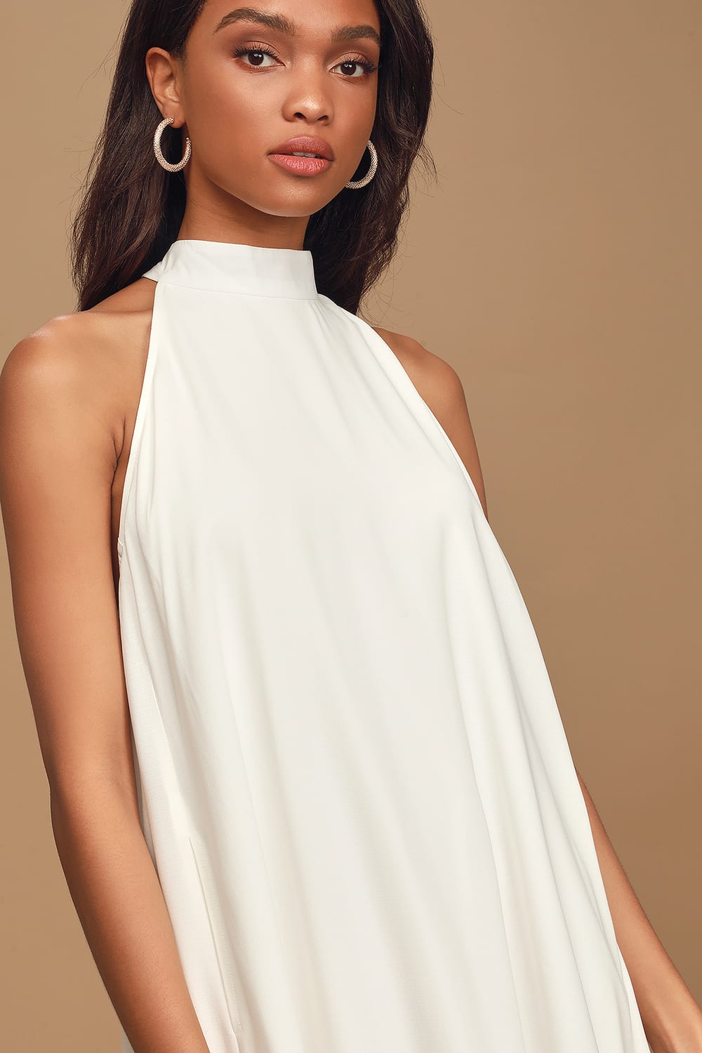 Love of Mine White Halter Swing Dress