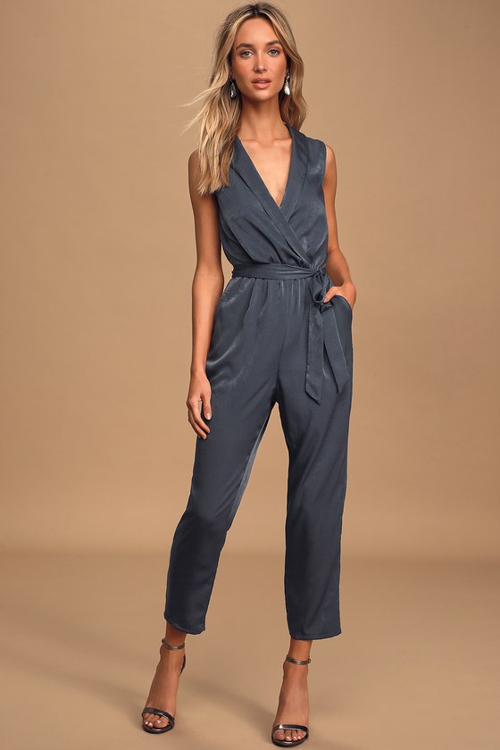Navy blue silk best sale jumpsuit
