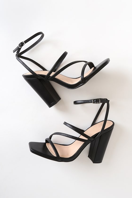 Melia Black Strappy High Heel Sandals 4