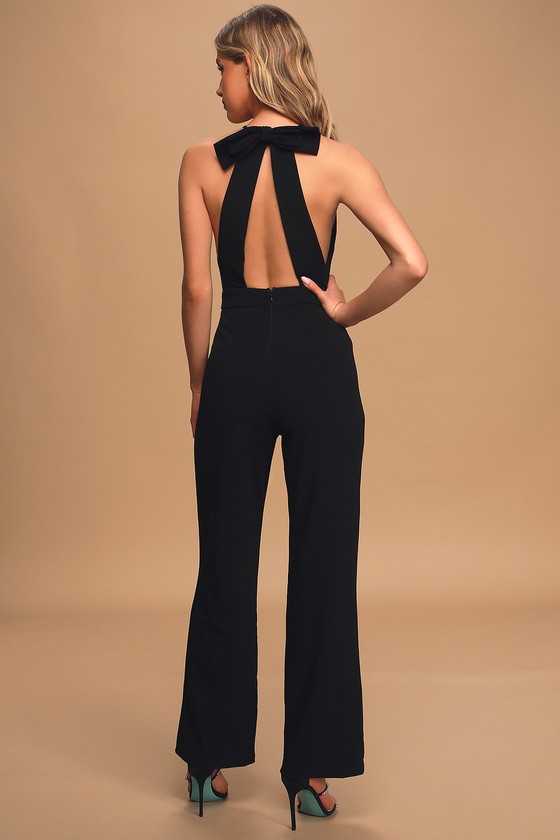 black backless jumpsuit