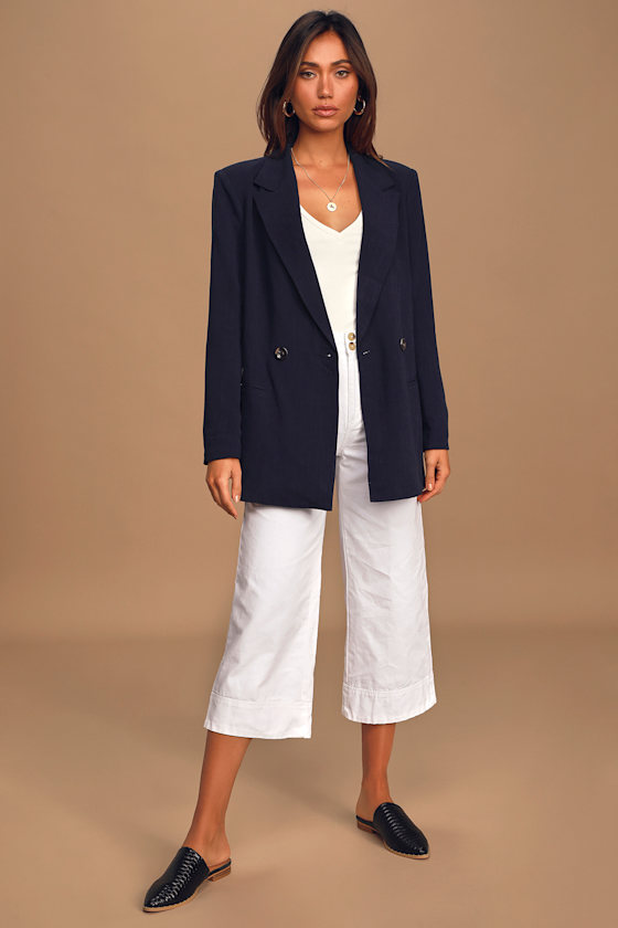 Make Your Mark Navy Blue Oversized Double-Breasted Blazer 2