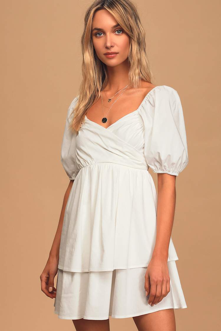 la lune otto puff sleeve contour mini dress ivory Shona Joy La Lune Otto Puff Sleeve Contour Mini