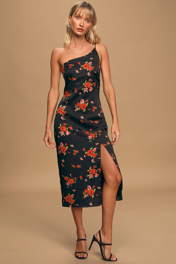 The East Order Gwen - Black Dress - Floral Print Dress - Midi - Lulus
