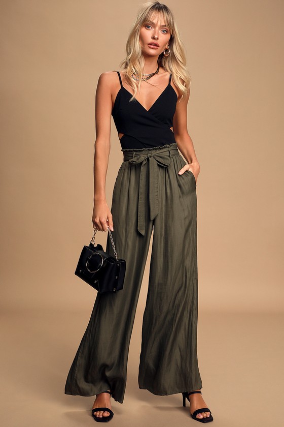 Out Of Excuses Long Sleeve Crop Top & Palazzo Pant Set (Olive) · NanaMacs