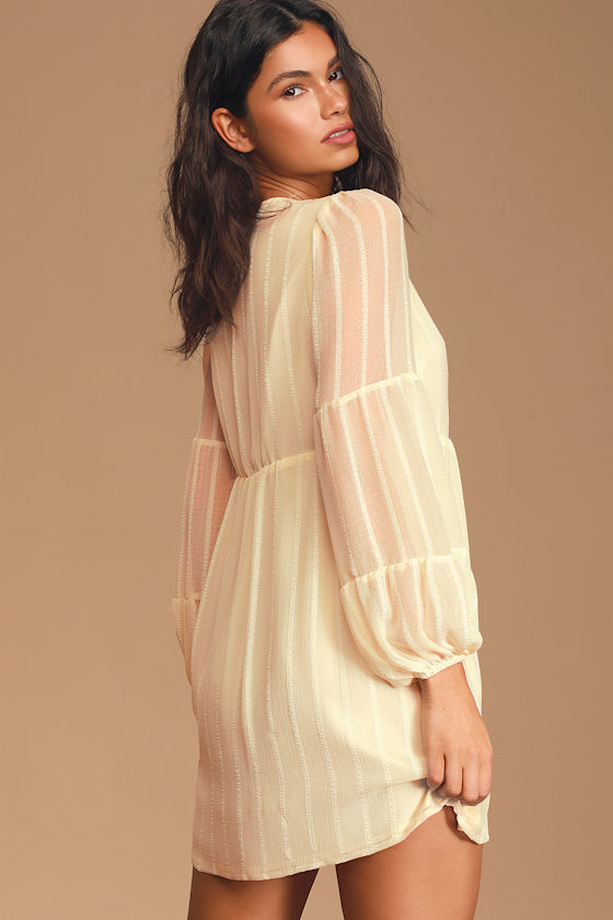 County Line Cream Striped Long Sleeve Mini Dress 6