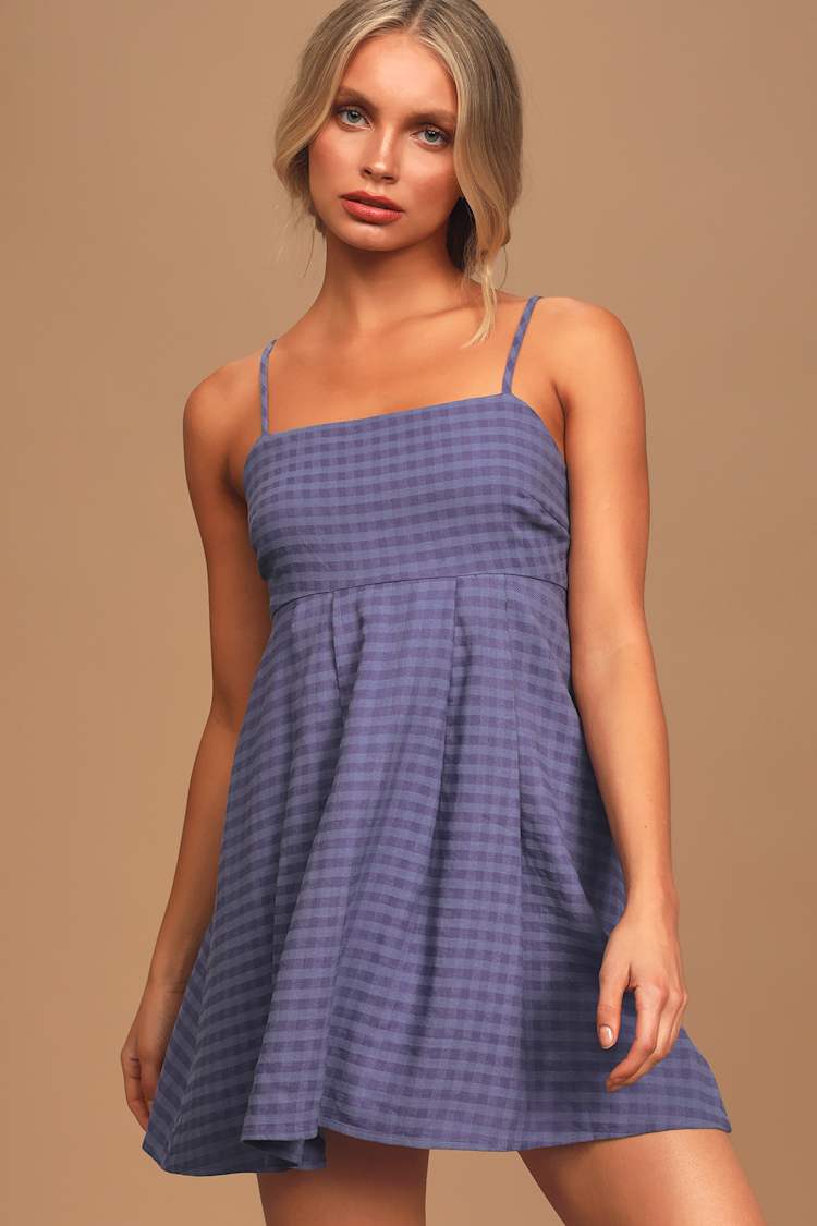 blue gingham swing dress Dream-House Swing Dress and Matching Bow in Baby Blue Gingham