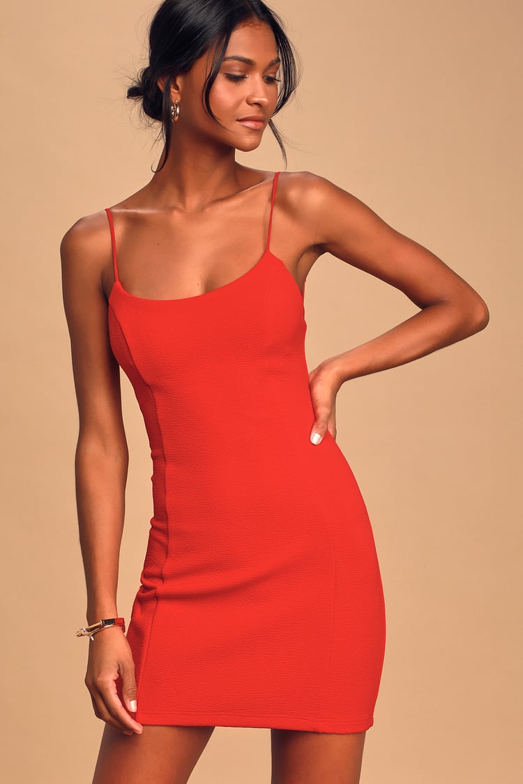 Red Sleeveless Bodycon Mini Dress | Womens | Small (Available in XS, M, L, XL) | 100% Polyester | Lulus Exclusive | Backless Dresses | Some Stretch