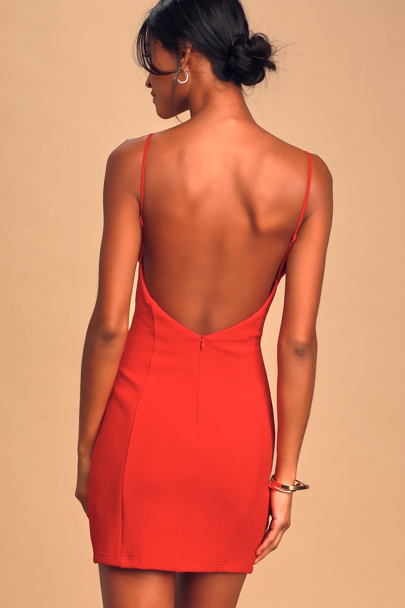 Sexy Red Dress - Bodycon Mini Dress - Backless Mini -