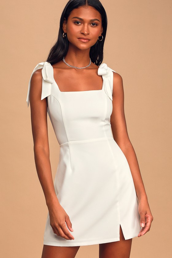 tie strap white dress