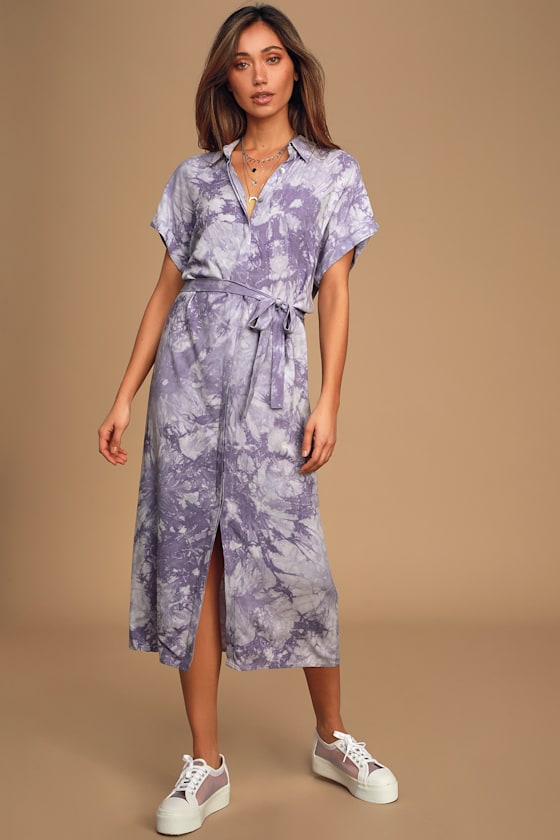 Carefree Lifestyle Purple Tie-Dye Shirt Dress 2
