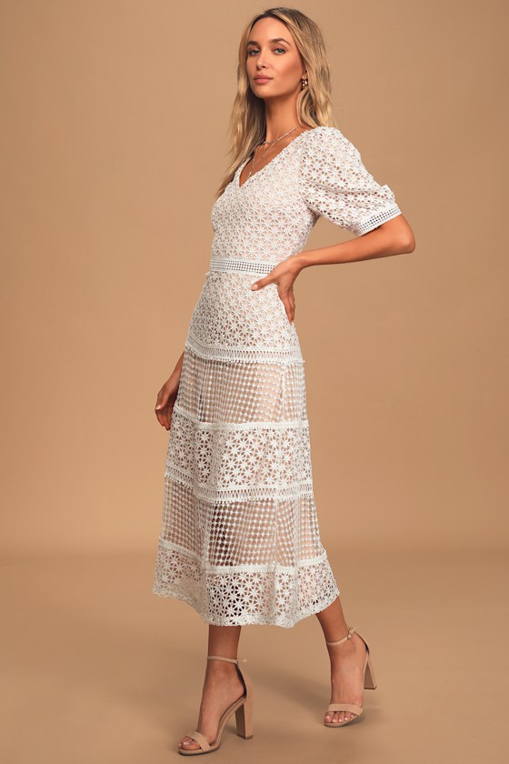 Puff Sleeve Midi Dress 