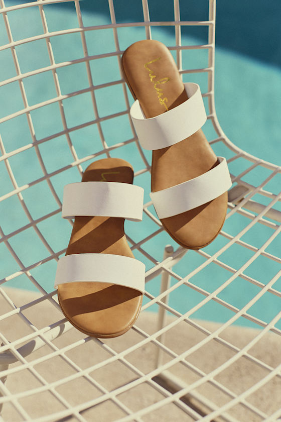 Oona White Slide Sandals 1