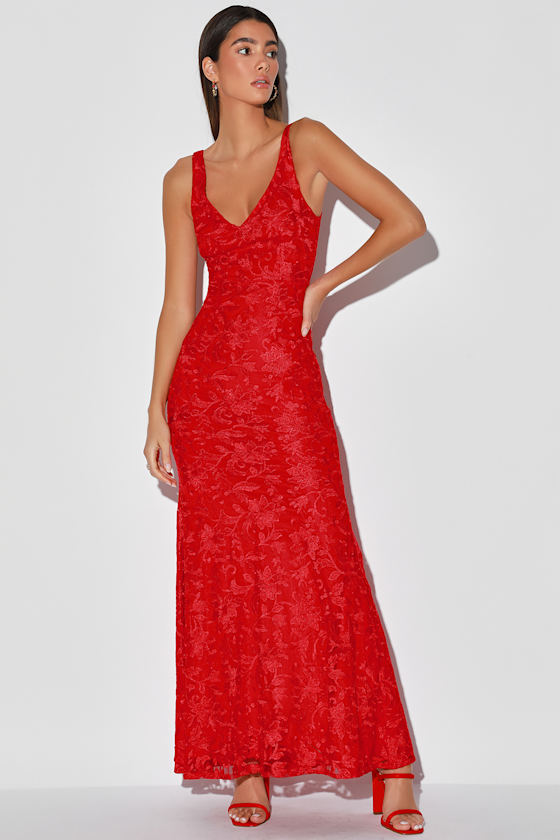 red mermaid maxi dress