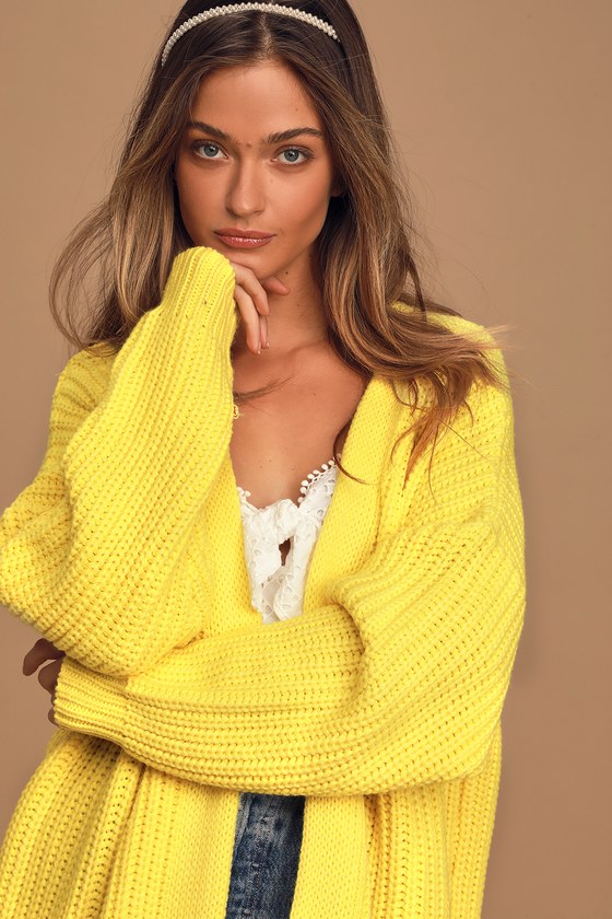 Cute Yellow Cardigan Oversized Cardigan Knit Cardigan Cardi Lulus