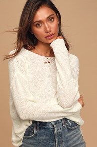 Positive Affirmations Ivory Loose Knit Sweater