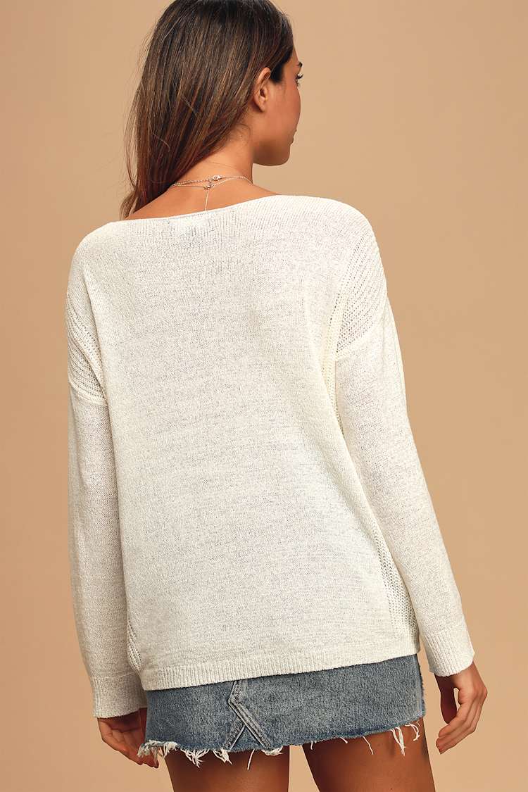 Positive Affirmations Ivory Loose Knit Sweater