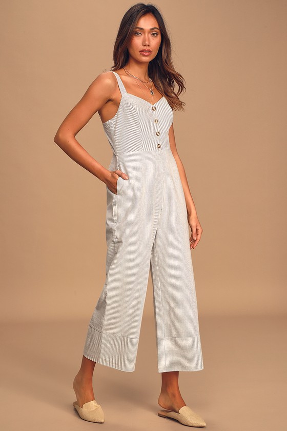 Cute White Striped Jumpsuit - Culotte Jumpsuit - Jumpsuit - Lulus