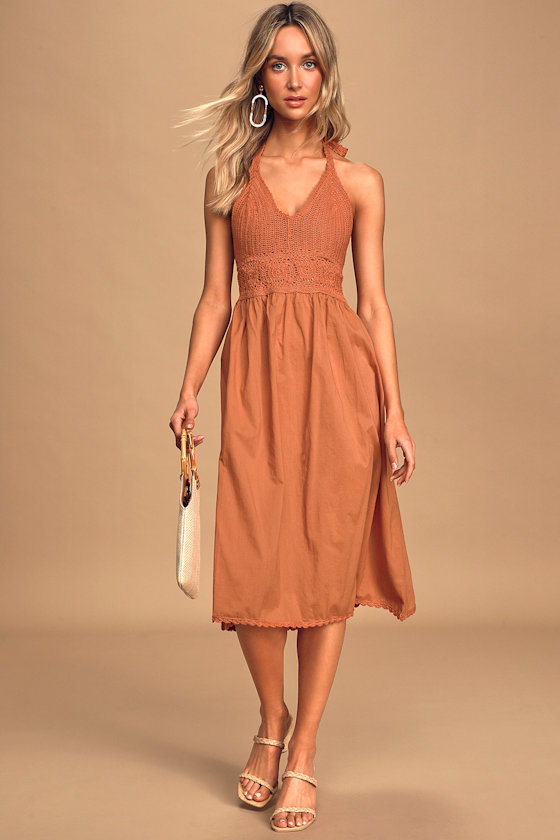 ワンピース RUBATI Macrame Dress VANDYKE BROWN Dresses | Brown Suede Sleeveless Vneck Ruched Bodycon Mini