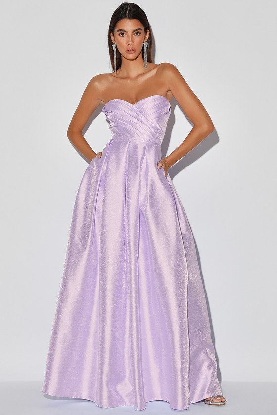 Purple Maxi Dress - Strapless Gown 