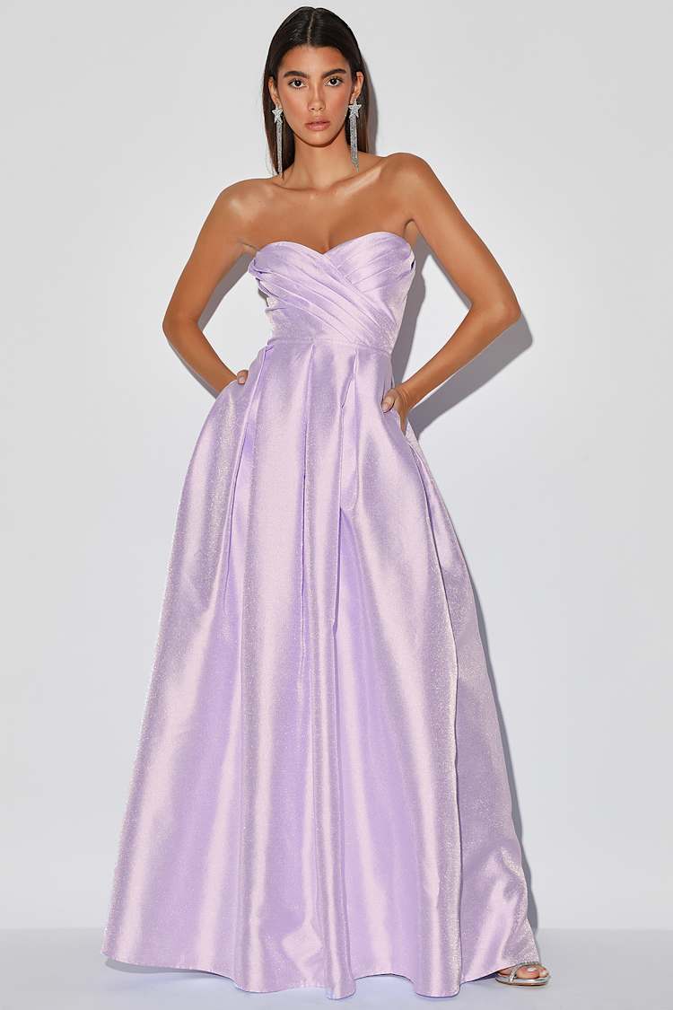 strapless open back dress Coquette Princess Satin Maxi Dress main image 1