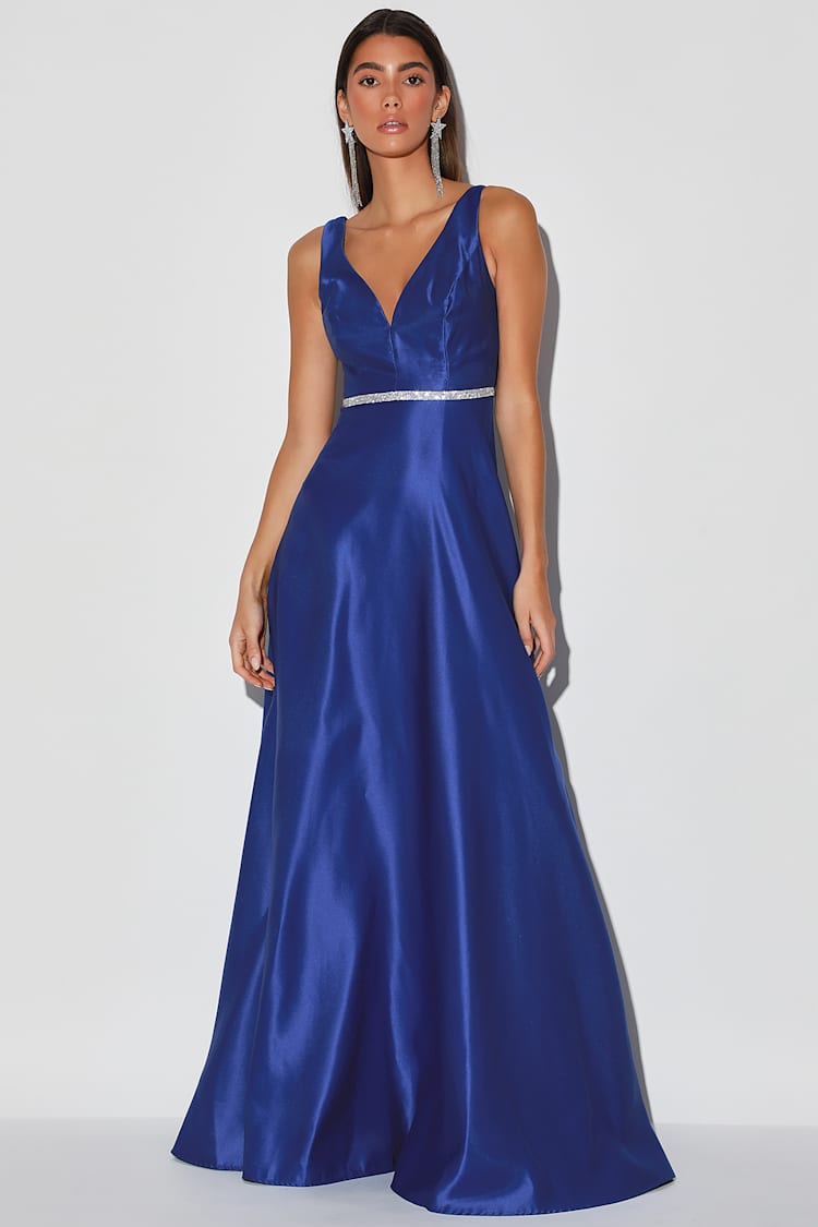 Chic Royal Blue Gown - Rhinestone Maxi Dress - Taffeta Maxi Dress - Lulus Chic Royal Blue Gown - Rhinestone Maxi Dress - Taffeta Maxi Dress - Lulus