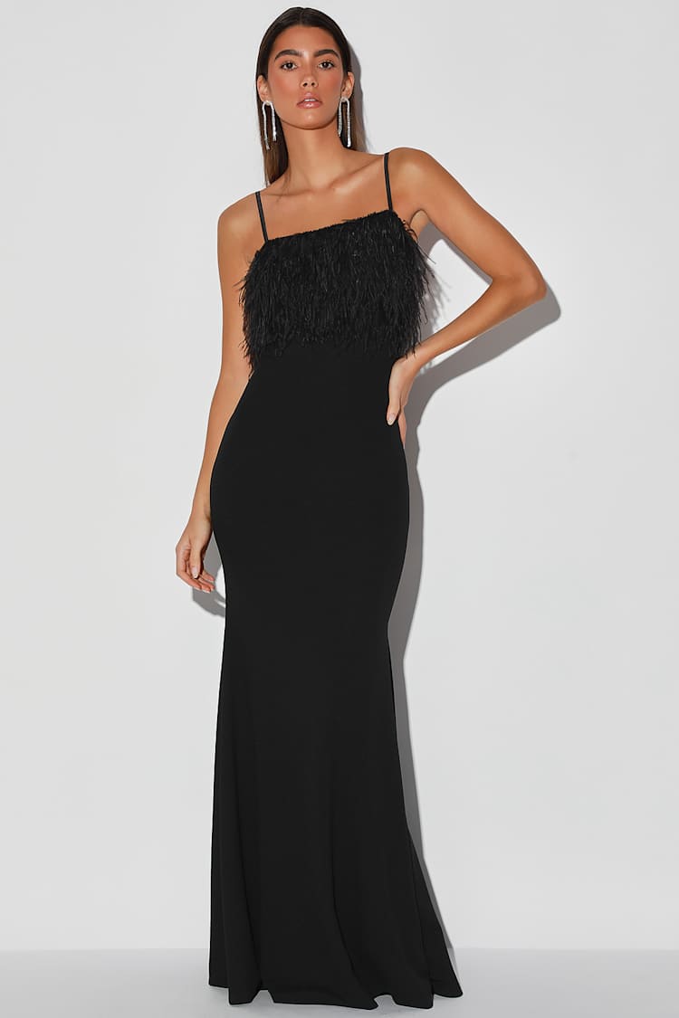 black feather bridesmaid dresses ASHLEYlauren One Shoulder Feather Prom Dress 11969 Mustard / 4