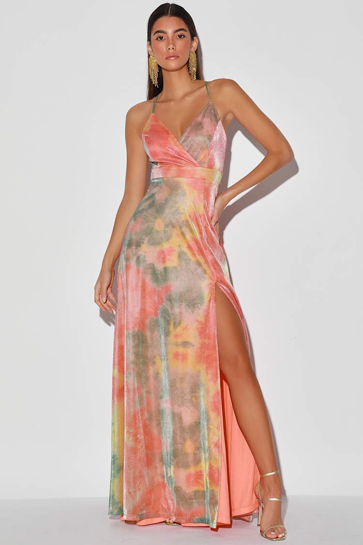 Tie Dye Dress Lulus Watercolor Dress Poly USA 8346 Long A-Line Glitter Tie Dye Formal Tie Dye Dress Lulus Watercolor Dress Poly USA 8346 Long A-Line Glitter Tie Dye Formal