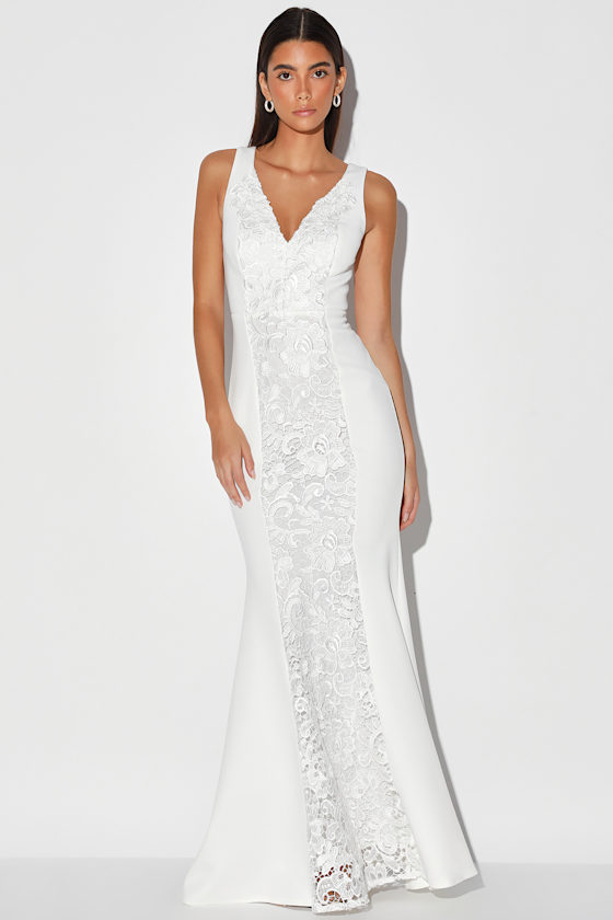 Everlasting Happiness Ivory Lace Mermaid Maxi Dress 4