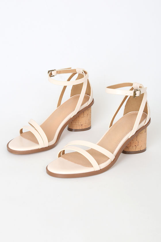 mid heel ivory sandals