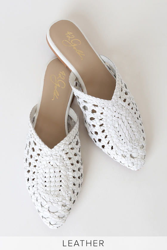 Charmed White Woven Leather Pointed-Toe Flats 3