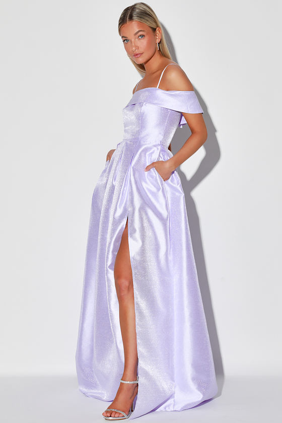 Waltzed Into My Heart Lilac Cold-Shoulder Maxi Dress 3