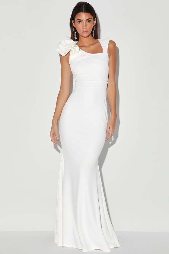 Lovely White Dress - Maxi Dress - Ruffled Mermaid Dress - Lulus