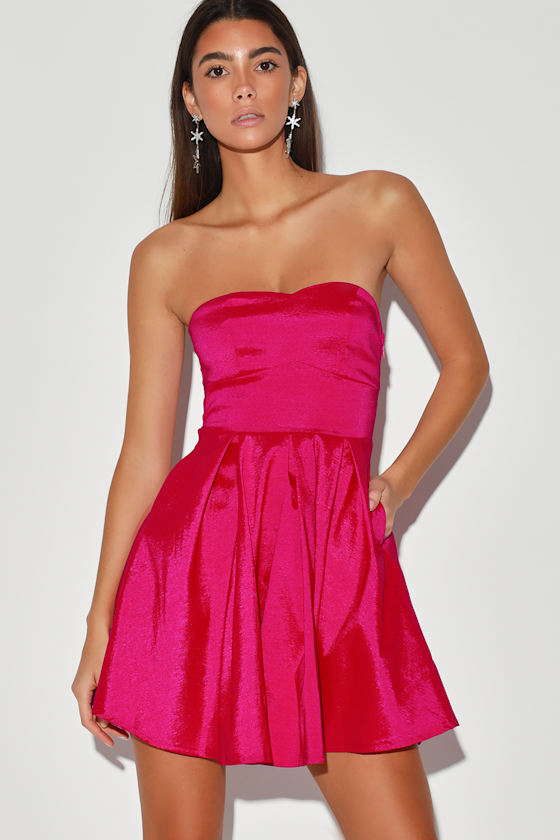Gabi Strapless Reversible Dress Esmerald / Magenta