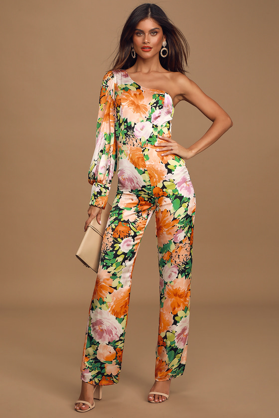 Girls Floral Printed Navy Jumpsuit