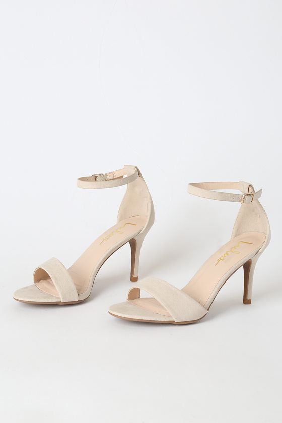 Lover Natural Suede Ankle Strap Heels