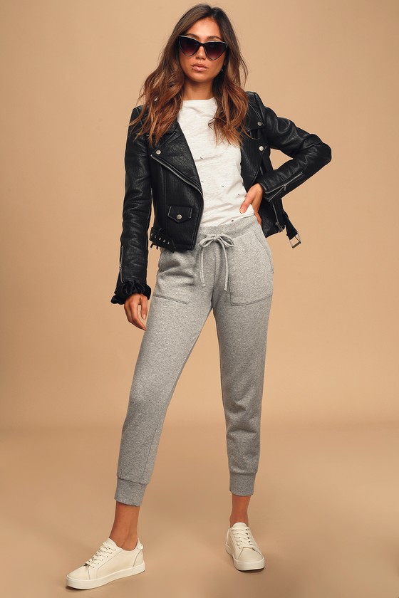 grey joggers drawstring