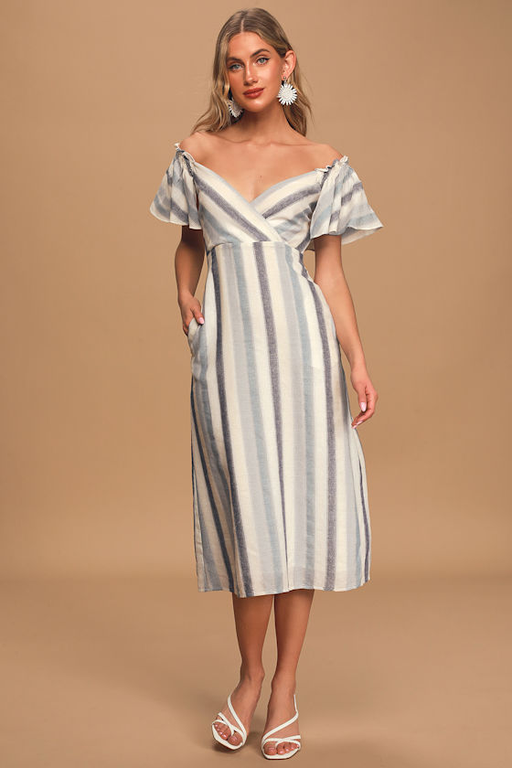 blue striped sundress