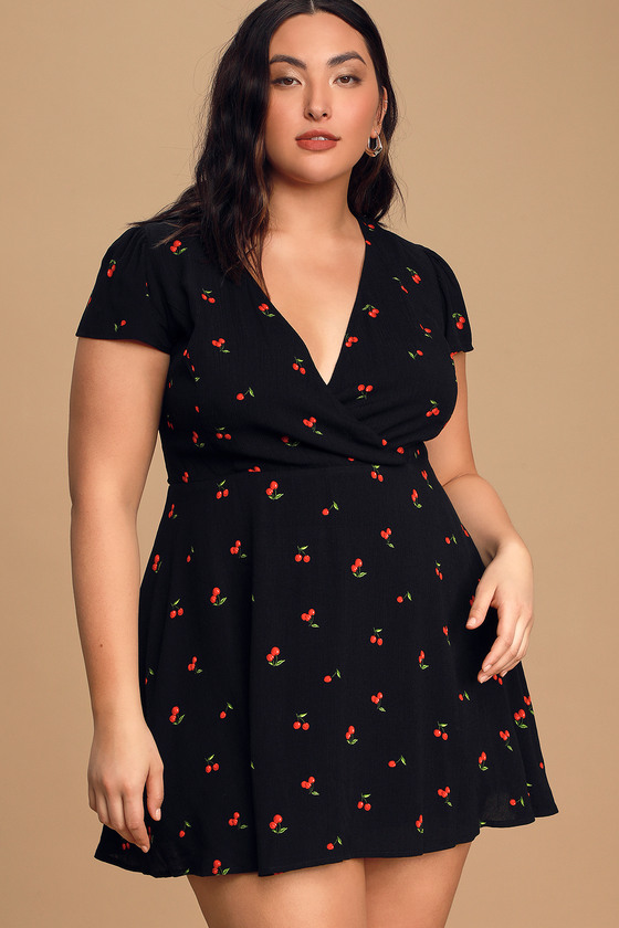 black dress with cherries