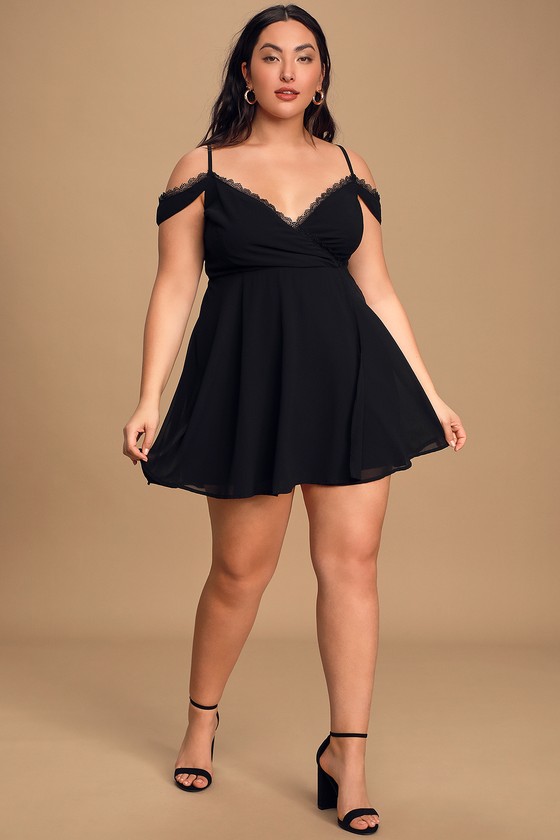 black lace off the shoulder plus size dress