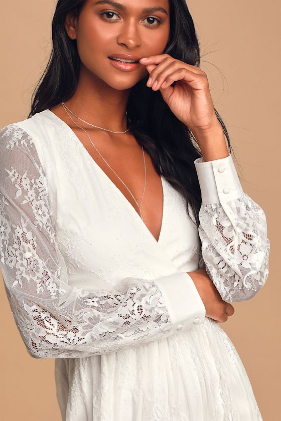 Promise Me This White Lace Long Sleeve Skater Dress 4