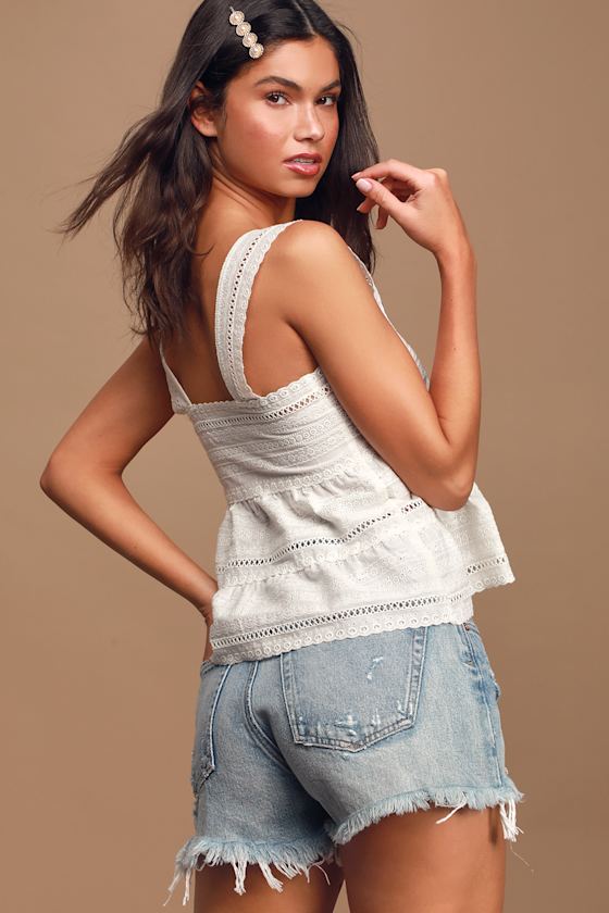 Cordova White Embroidered Eyelet Tank Top 5