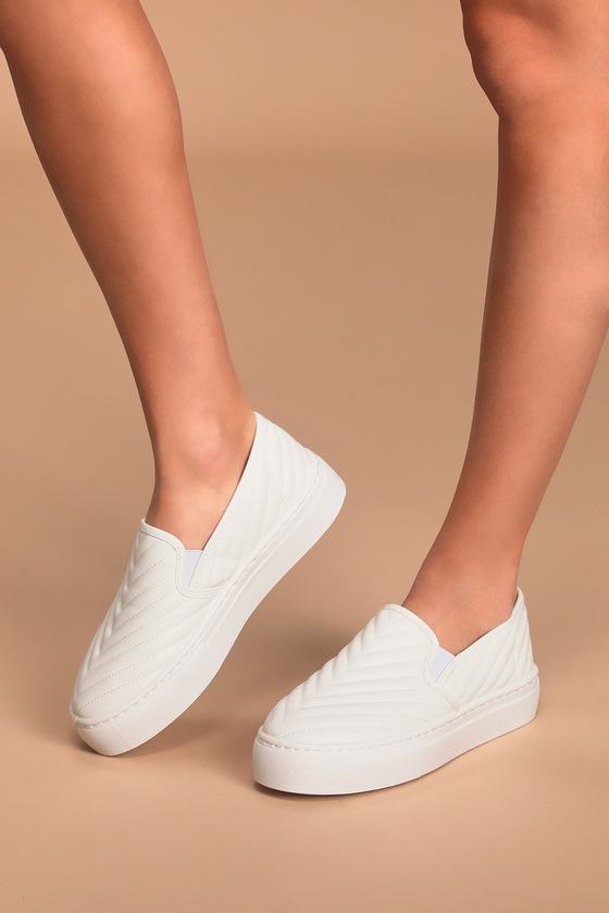 white platform sneakers slip on