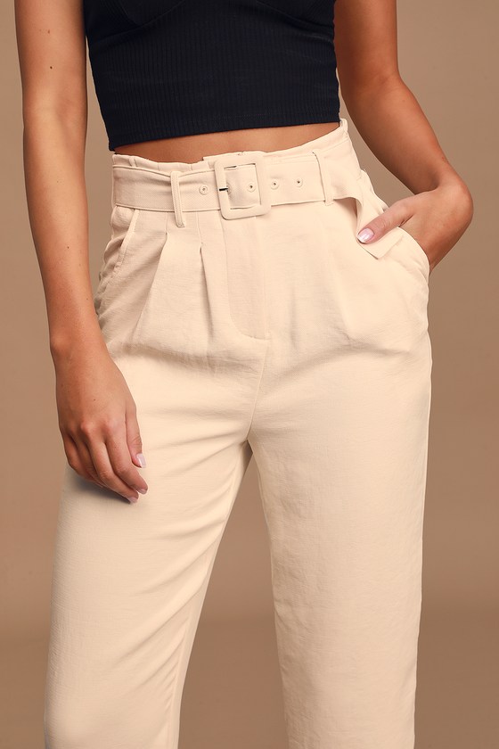 ASTR the Label Larsen - Cream Pants - Tapered Cropped Pants - Lulus
