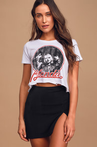Blondie White Distressed Cropped Graphic Tee