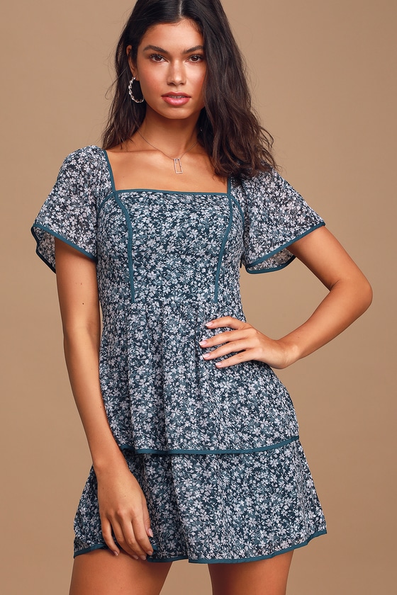 Ali & Jay Country Mart - Blue Floral Print Dress - Babydoll Dress - Lulus